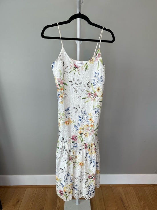 Lavender Brown Dresses & Skirts - Lavender Brown White Floral Eyelet Spring Midi Dress - Small